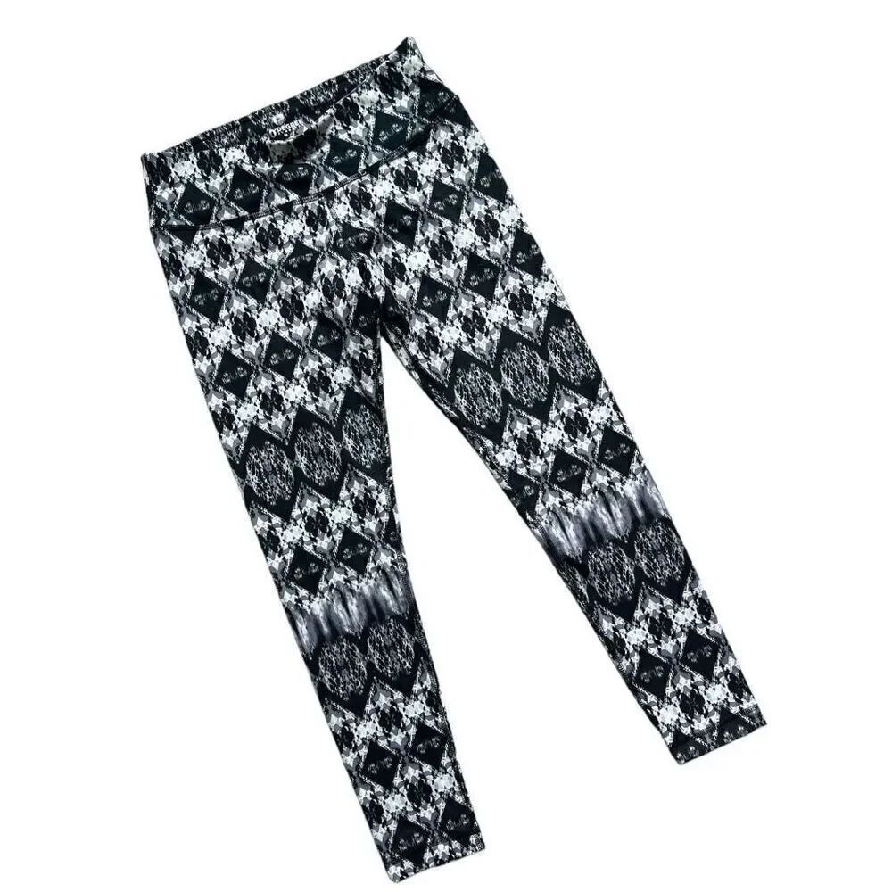 New Womens 90 Degrees by Reflex Dri Fit Active Tribal Print Leggings - Sz M